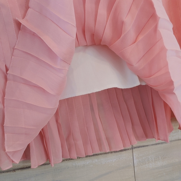 Mac & Jac women's silk pinstripe pleated hem fully lined pink skirt size 16 - Picture 7 of 10